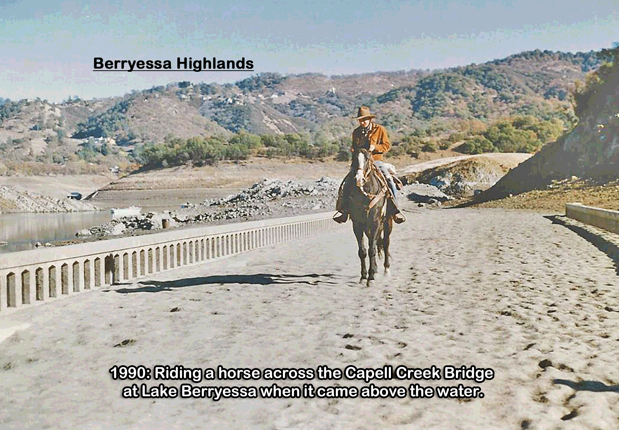 Horseback on Capell Creek Bridge 1990